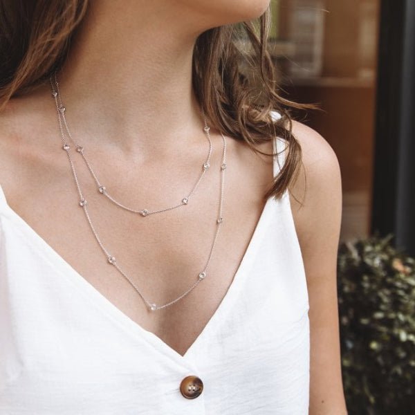 Hot Diamonds Silver Tender White Topaz Intermittent Necklace - MococoHot DiamondsDN1305055069036946Necklaces