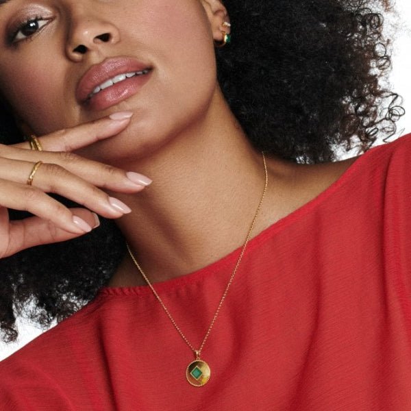 Hot Diamonds x Gemstones Gold Silver Coin Pendant - MococoHot DiamondsDP9355055069052168Necklaces