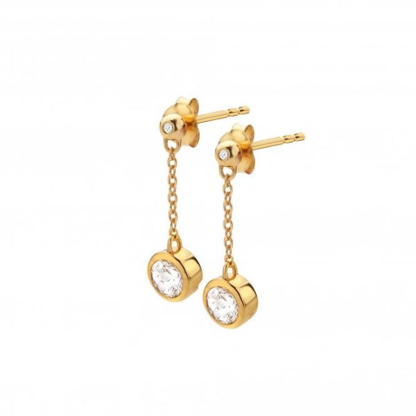 Hot Diamonds x Gemstones Gold Silver Droplet Chain Earrings - White Topaz - MococoHot DiamondsDE7735055069051505Earrings