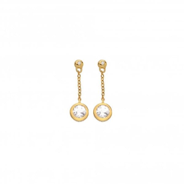 Hot Diamonds x Gemstones Gold Silver Droplet Chain Earrings - White Topaz - MococoHot DiamondsDE7735055069051505Earrings
