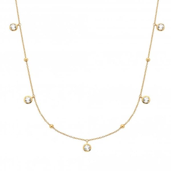 Hot Diamonds x Gemstones Gold Silver Droplet Necklace - White Topaz - MococoHot DiamondsDN1855055069051482Necklaces