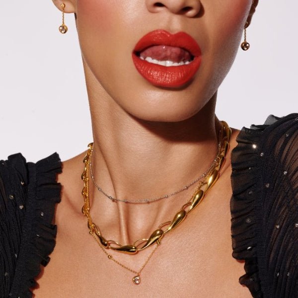 Hot Diamonds x Gemstones Gold Silver Droplet Necklace - MococoHot DiamondsDN1965055069054353Necklaces