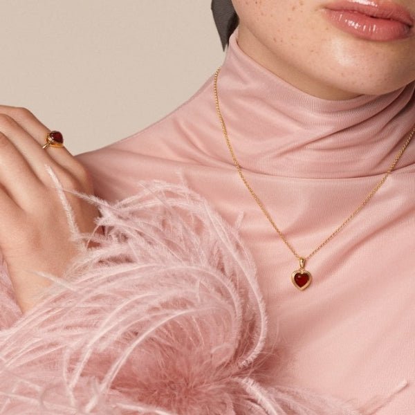 Hot Diamonds x Gemstones Gold Silver Heart Pendant - Red Agate - MococoHot DiamondsDP10015055069054285Necklaces