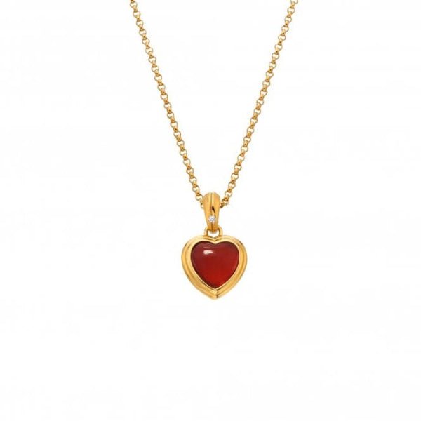 Hot Diamonds x Gemstones Gold Silver Heart Pendant - Red Agate - MococoHot DiamondsDP10015055069054285Necklaces