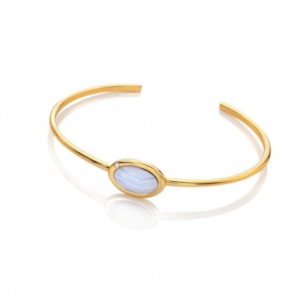 Hot Diamonds x Gemstones Gold Silver Horizontal Oval Bangle Bracelet - MococoHot DiamondsBracelets