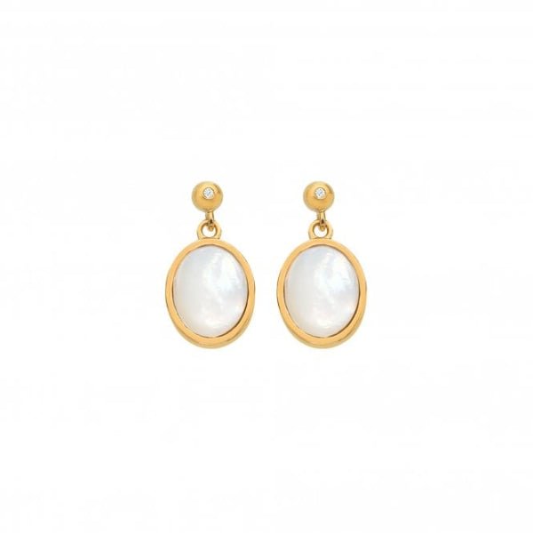 Hot Diamonds x Gemstones Gold Silver Horizontal Oval Earrings - MococoHot DiamondsDE7755055069051253Earrings