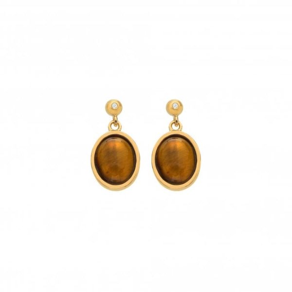 Hot Diamonds x Gemstones Gold Silver Horizontal Oval Earrings - MococoHot DiamondsDE7755055069051253Earrings