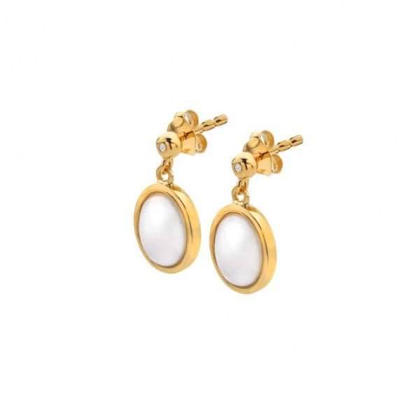 Hot Diamonds x Gemstones Gold Silver Horizontal Oval Earrings - MococoHot DiamondsDE7755055069051253Earrings