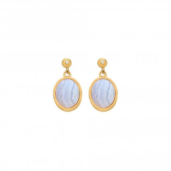 Hot Diamonds x Gemstones Gold Silver Horizontal Oval Earrings - MococoHot DiamondsDE7755055069051253Earrings