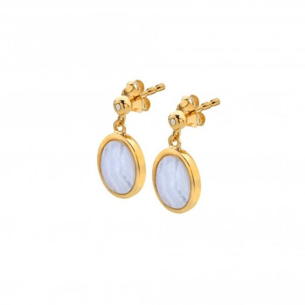Hot Diamonds x Gemstones Gold Silver Horizontal Oval Earrings - MococoHot DiamondsDE7755055069051253Earrings