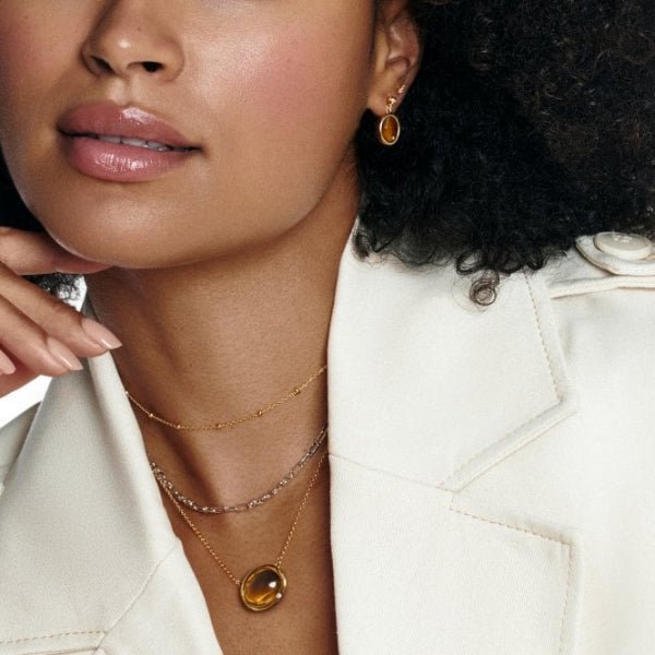 Hot Diamonds x Gemstones Gold Silver Horizontal Oval Earrings - MococoHot DiamondsDE7755055069051253Earrings