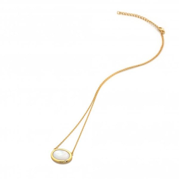 Hot Diamonds x Gemstones Gold Silver Horizontal Oval Necklace - MOP - MococoHot DiamondsDN1865055069051222Necklaces