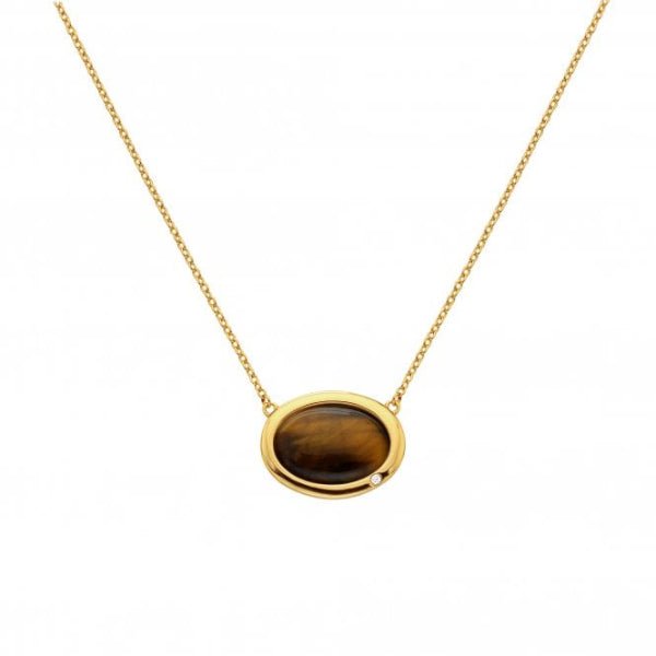 Hot Diamonds x Gemstones Gold Silver Horizontal Oval Necklace - MOP - MococoHot DiamondsDN1865055069051222Necklaces
