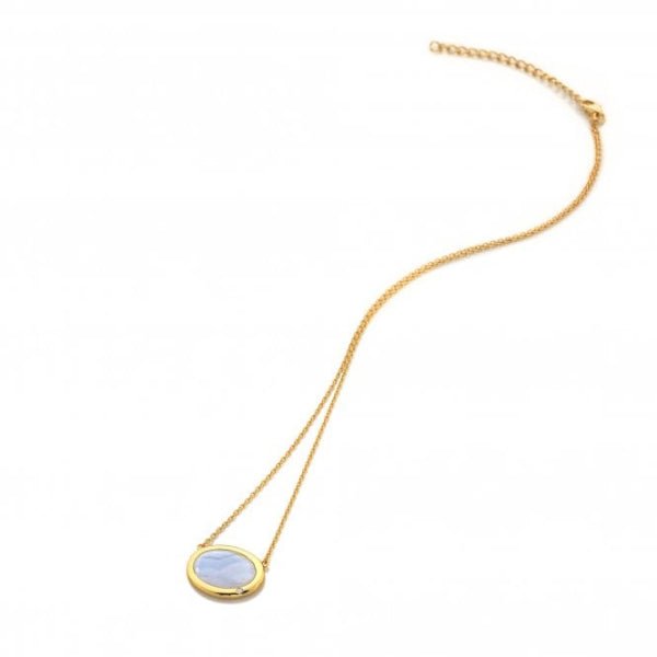 Hot Diamonds x Gemstones Gold Silver Horizontal Oval Necklace - MOP - MococoHot DiamondsDN1865055069051222Necklaces