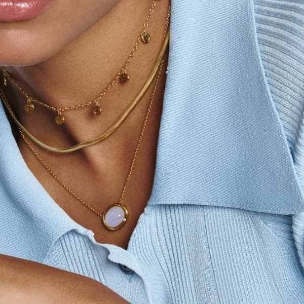 Hot Diamonds x Gemstones Gold Silver Horizontal Oval Necklace - MOP - MococoHot DiamondsDN1865055069051222Necklaces