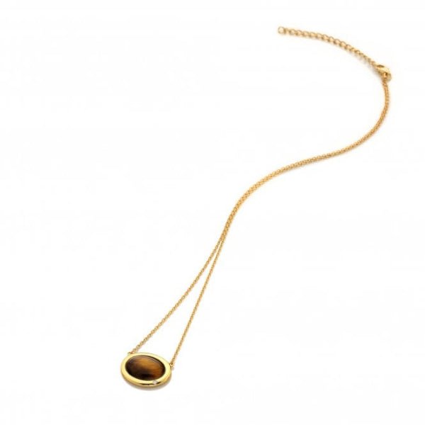 Hot Diamonds x Gemstones Gold Silver Horizontal Oval Necklace - MOP - MococoHot DiamondsDN1865055069051222Necklaces