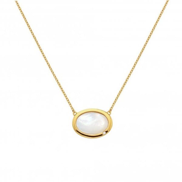 Hot Diamonds x Gemstones Gold Silver Horizontal Oval Necklace - MOP - MococoHot DiamondsDN1865055069051222Necklaces