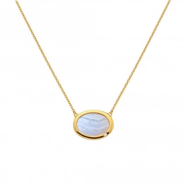 Hot Diamonds x Gemstones Gold Silver Horizontal Oval Necklace - MOP - MococoHot DiamondsDN1865055069051222Necklaces