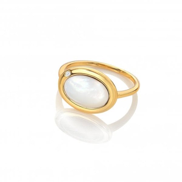 Hot Diamonds x Gemstones Gold Silver Horizontal Oval Ring - MOP - MococoHot DiamondsDR270/L5055069051314Rings
