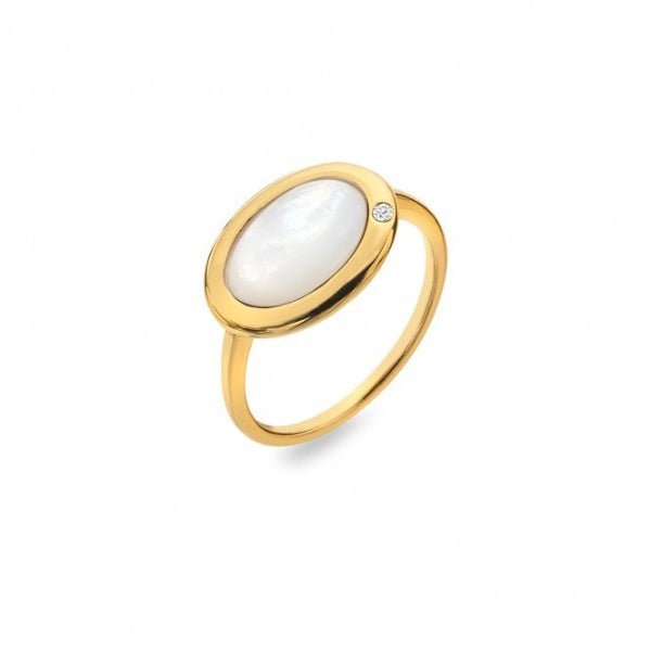 Hot Diamonds x Gemstones Gold Silver Horizontal Oval Ring - MOP - MococoHot DiamondsDR270/L5055069051314Rings