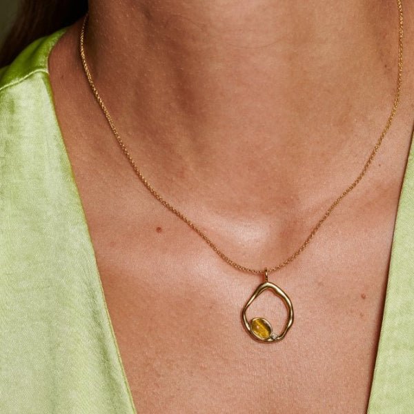 Hot Diamonds x Gemstones Gold Silver Offset Pendant - MococoHot DiamondsDP10235055069056333Necklaces