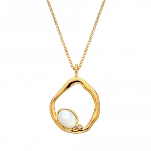 Hot Diamonds x Gemstones Gold Silver Offset Pendant - MococoHot DiamondsDP10235055069056333Necklaces