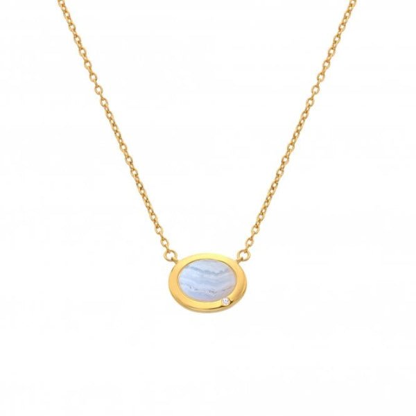 Hot Diamonds x Gemstones Gold Silver Oval Necklace - MococoHot DiamondsDN2005055069054391Necklaces