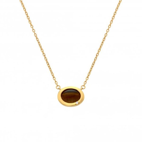 Hot Diamonds x Gemstones Gold Silver Oval Necklace - MococoHot DiamondsDN2005055069054391Necklaces