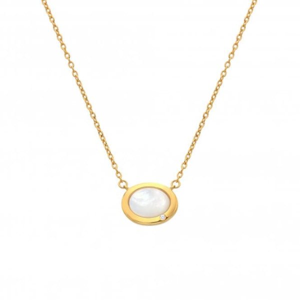 Hot Diamonds x Gemstones Gold Silver Oval Necklace - MococoHot DiamondsDN2005055069054391Necklaces