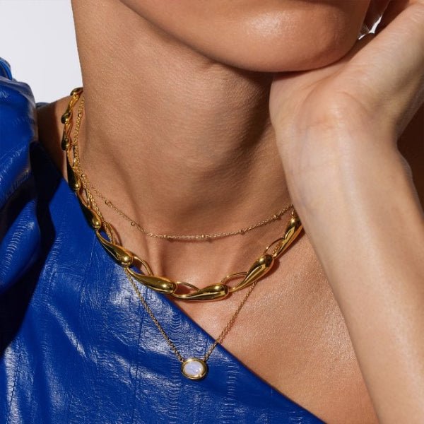 Hot Diamonds x Gemstones Gold Silver Oval Necklace - MococoHot DiamondsDN2005055069054391Necklaces