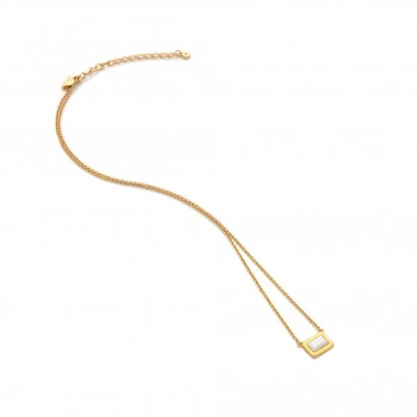 Hot Diamonds x Gemstones Gold Silver Rectangle Necklace - MococoHot DiamondsDN1795055069051949Necklaces