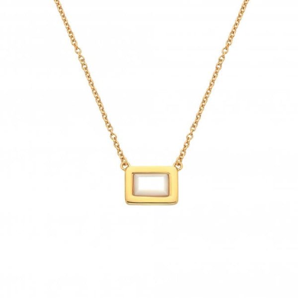 Hot Diamonds x Gemstones Gold Silver Rectangle Necklace - MococoHot DiamondsDN1795055069051949Necklaces