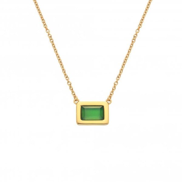 Hot Diamonds x Gemstones Gold Silver Rectangle Necklace - MococoHot DiamondsDN1795055069051949Necklaces