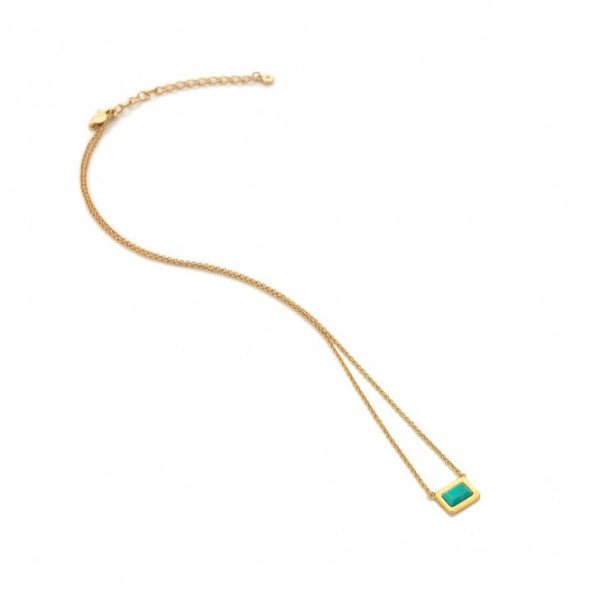 Hot Diamonds x Gemstones Gold Silver Rectangle Necklace - MococoHot DiamondsDN1795055069051949Necklaces