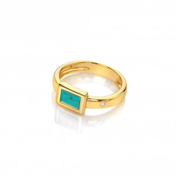 Hot Diamonds x Gemstones Gold Silver Rectangle Ring - Turquoise - MococoHot DiamondsDR261/L5055069052038Rings