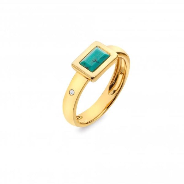 Hot Diamonds x Gemstones Gold Silver Rectangle Ring - Turquoise - MococoHot DiamondsDR261/L5055069052038Rings