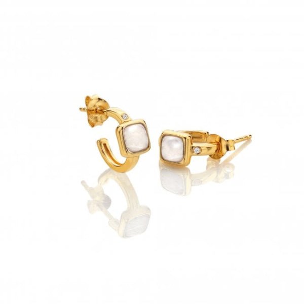 Hot Diamonds x Gemstones Gold Silver Square Huggie Earrings - MococoHot DiamondsDE7675055069051581Earrings