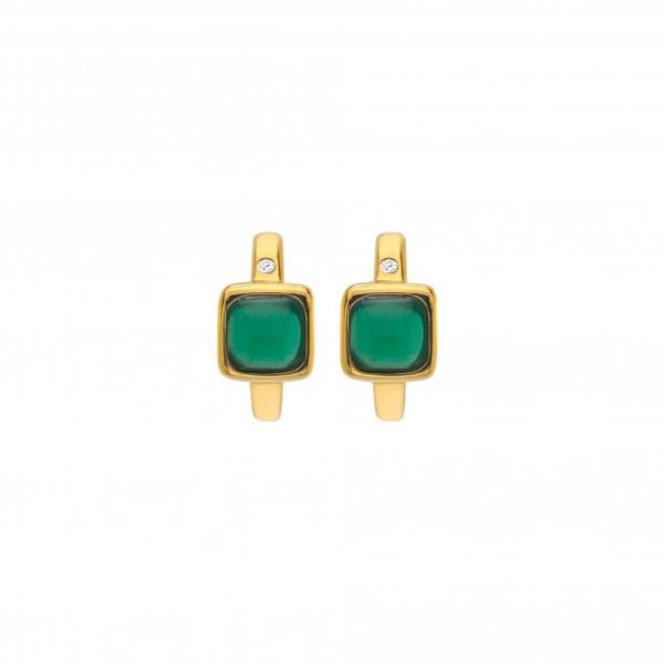Hot Diamonds x Gemstones Gold Silver Square Huggie Earrings - MococoHot DiamondsDE7675055069051581Earrings