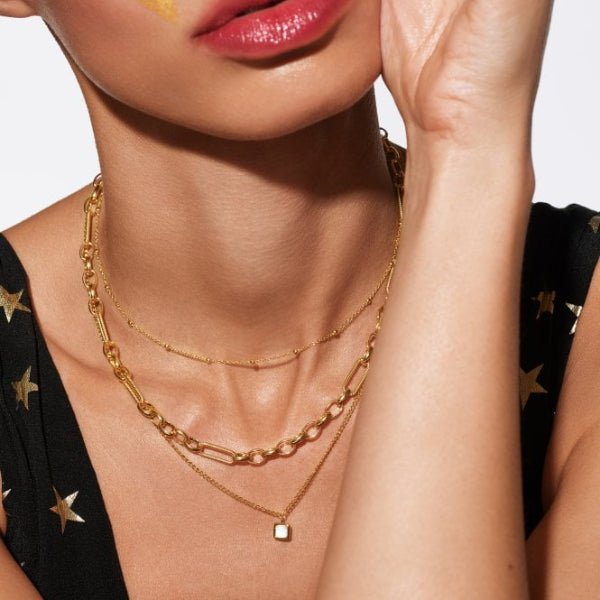 Hot Diamonds x Gemstones Gold Silver Square Necklace - DN197 - MococoHot DiamondsDN1975055069054360Necklaces
