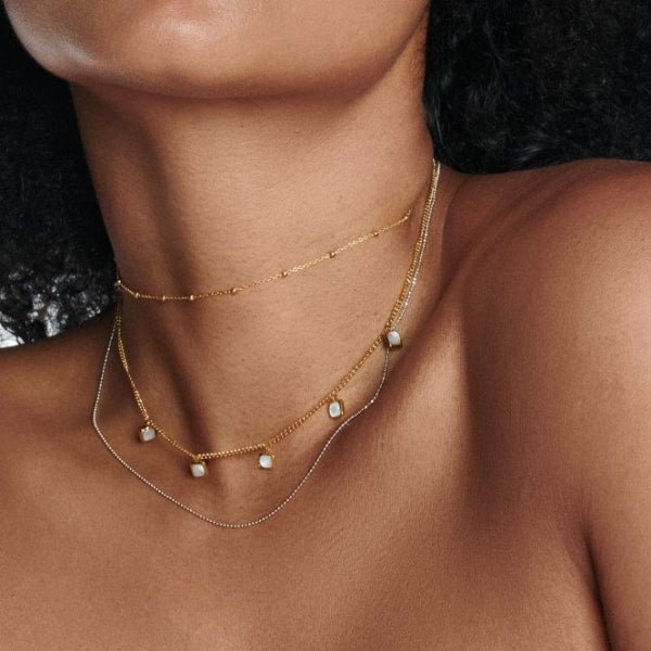 Hot Diamonds x Gemstones Gold Silver Square Necklace - MococoHot DiamondsDN1825055069051529Necklaces