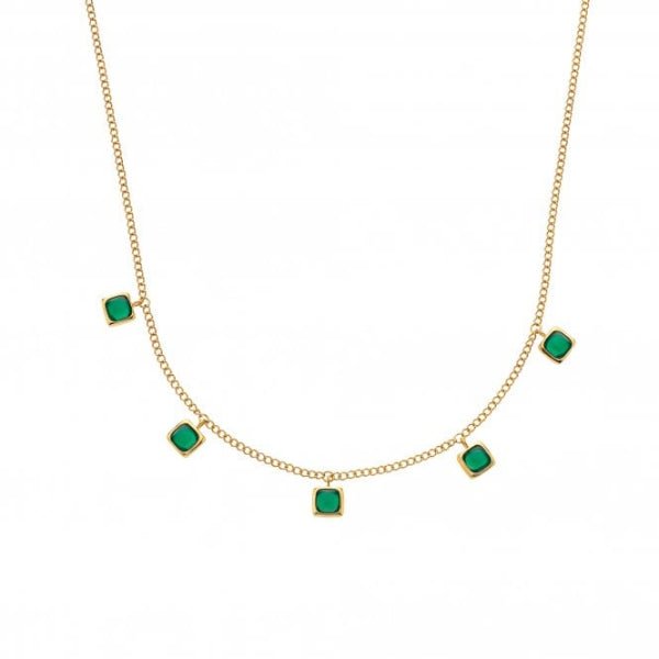Hot Diamonds x Gemstones Gold Silver Square Necklace - MococoHot DiamondsDN1825055069051529Necklaces