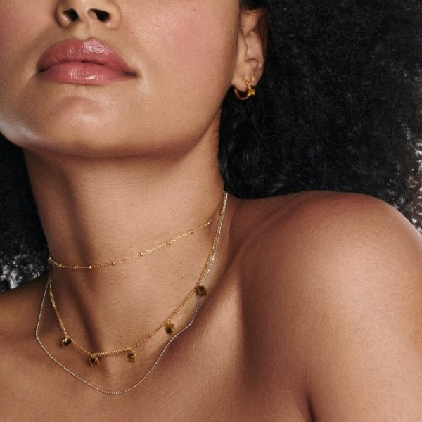 Hot Diamonds x Gemstones Gold Silver Square Necklace - MococoHot DiamondsDN1825055069051529Necklaces