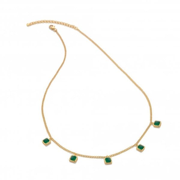 Hot Diamonds x Gemstones Gold Silver Square Necklace - MococoHot DiamondsNecklaces
