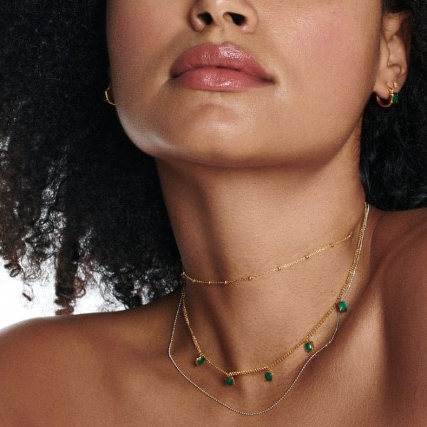 Hot Diamonds x Gemstones Gold Silver Square Necklace - MococoHot DiamondsDN1825055069051529Necklaces