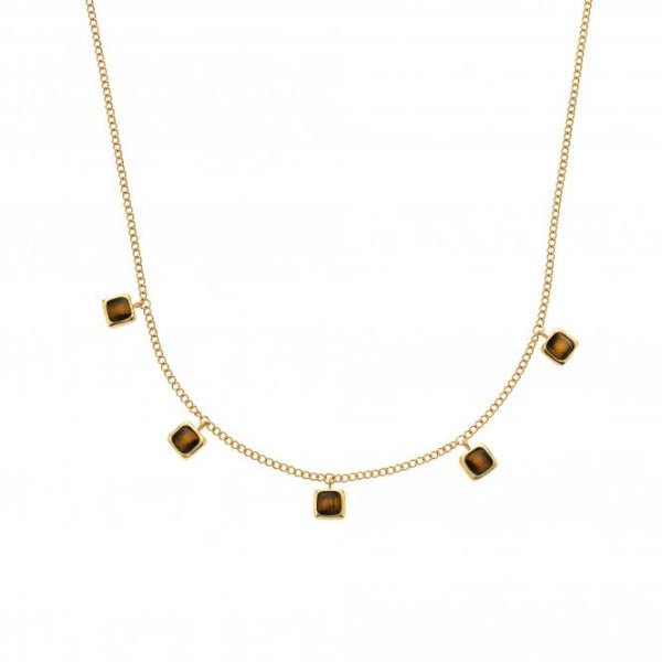 Hot Diamonds x Gemstones Gold Silver Square Necklace - MococoHot DiamondsDN1825055069051529Necklaces