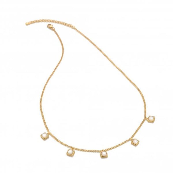 Hot Diamonds x Gemstones Gold Silver Square Necklace - MococoHot DiamondsDN1825055069051529Necklaces