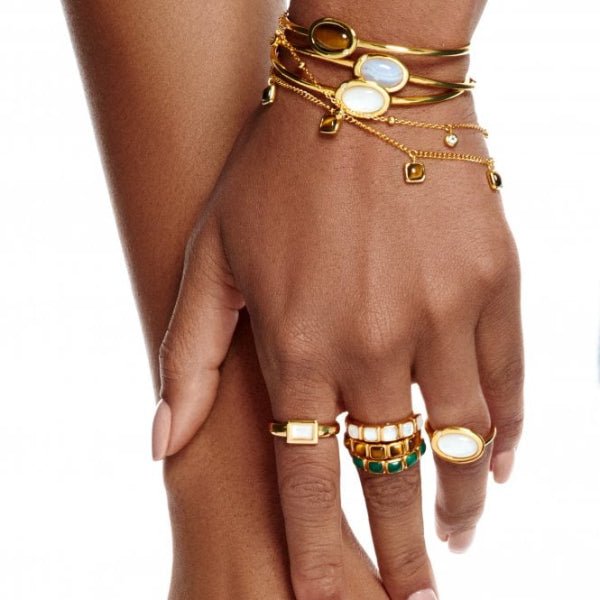 Hot Diamonds x Gemstones Gold Silver Square RIng - MococoHot DiamondsDR264/L5055069051642Rings