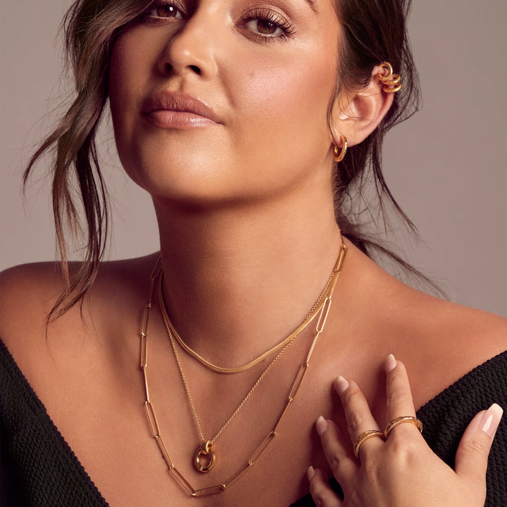Hot Diamonds X Jac Jossa Gold Embrace Oval Snake Chain 40 - 45cm - MococoHot DiamondsCH101Necklaces