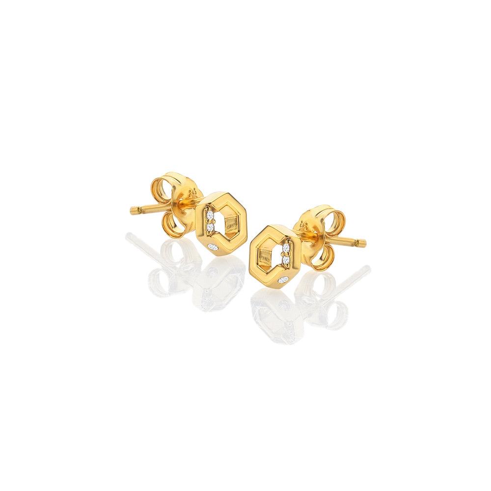Hot Diamonds X Jac Jossa Gold Hexagon White Topaz Earrings - MococoHot DiamondsDE756Earrings