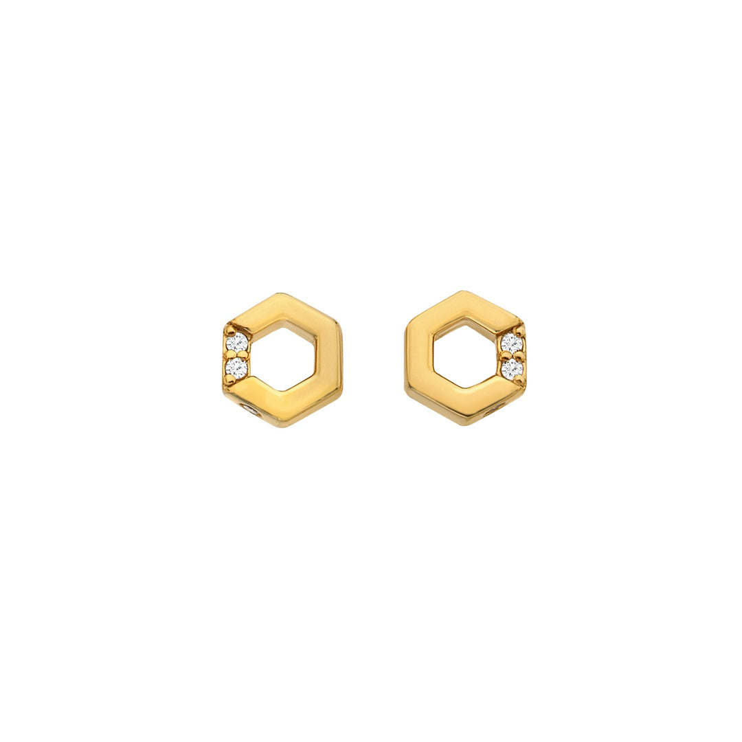 Hot Diamonds X Jac Jossa Gold Hexagon White Topaz Earrings - MococoHot DiamondsDE756Earrings